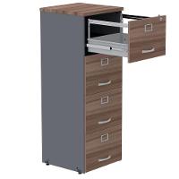 Armário De Arquivo Oficio Pe25 Pandin 45,70 Cm (Largura) Em Mdp Walnut E Grafito Com 4 Gavetas - 2