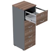 Armário De Arquivo Oficio Pe25 Pandin 45,70 Cm (Largura) Em Mdp Walnut E Grafito Com 4 Gavetas - 4