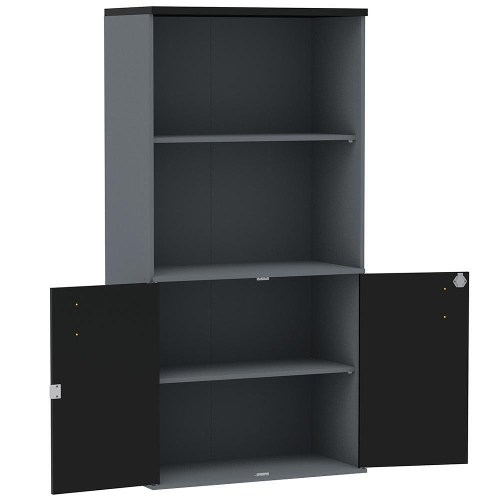 Armário Misto Pe25 Pandin 79,20 Cm Em Mdp Grafito E Preto Com Duas Portas E Prateleira Superior - 3