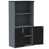 Armário Misto Pe25 Pandin 79,20 Cm Em Mdp Grafito E Preto Com Duas Portas E Prateleira Superior - 4