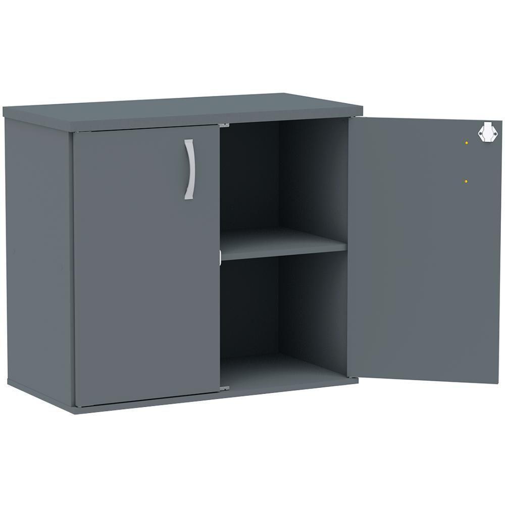 Armário Baixo Pe25 Pandin 80 Cm (Largura) Em Mdp Liso Grafito Com Duas Portas - 4