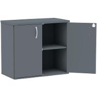 Armário Baixo Pe25 Pandin 80 Cm (Largura) Em Mdp Liso Grafito Com Duas Portas - 4