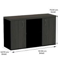 Armário Baixo Credenza Pe40 Pandin 121,50cm Nogueira Casablanco E Preto Dois Nichos E Duas Portas - 2