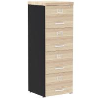 Armário De Arquivo Oficio Pe40 Pandin 45,70 Cm Em Mdp Nogueira Casablanca E Preto 4 Gavetas - 1