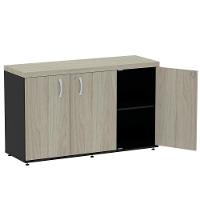 Armário Baixo Credenza Pe40 Pandin 121,50 Cm Em Mdp Nogueira Casablanca E Preto Com Três Portas - 3