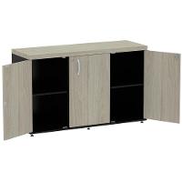 Armário Baixo Credenza Pe40 Pandin 121,50 Cm Em Mdp Nogueira Casablanca E Preto Com Três Portas - 5