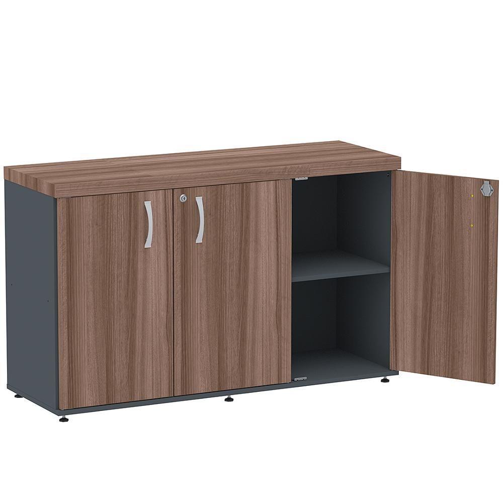 Armário Baixo Credenza Pe40 Pandin 121,50 Cm (Largura) Em Mdp Walnut E Grafito Com Três Portas - 3