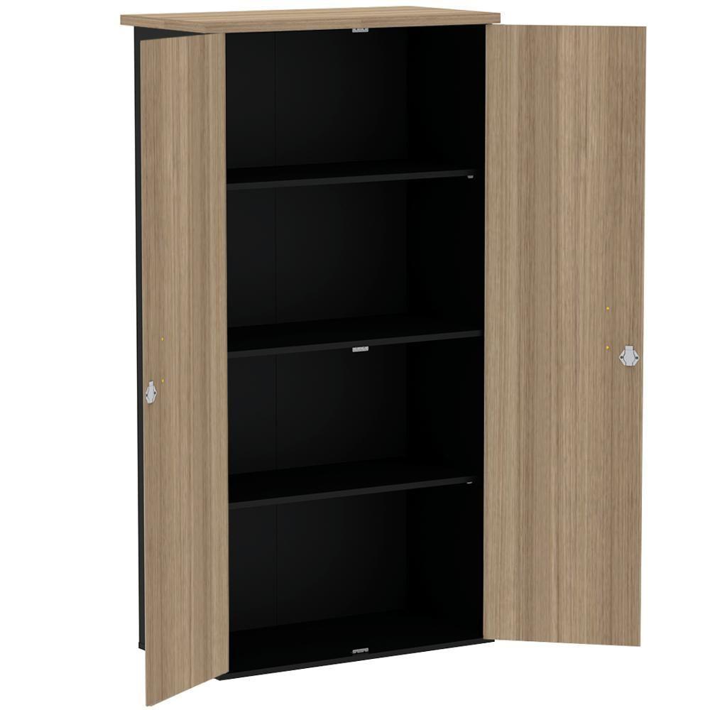 Armário Alto Pe25 Pandin 79,20 Cm (Largura) Em Mdp Noce Naturalle E Preto Com Duas Portas - 3