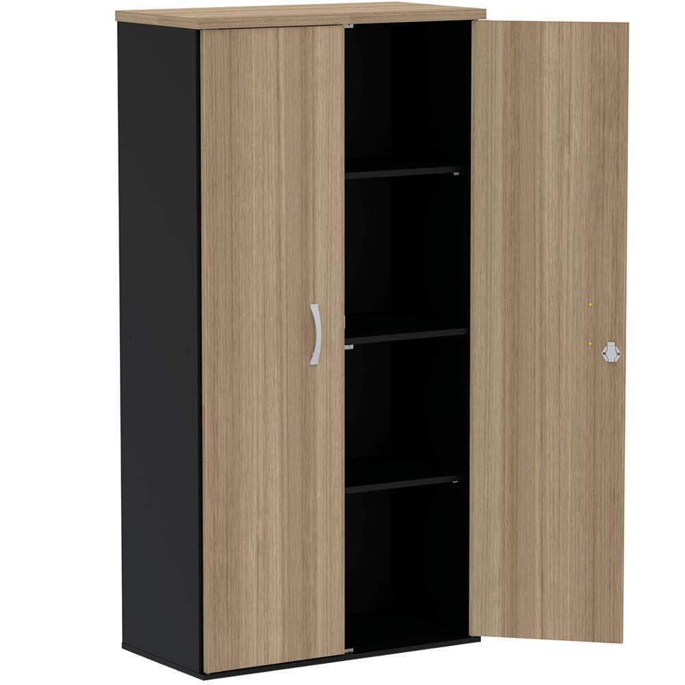 Armário Alto Pe25 Pandin 79,20 Cm (Largura) Em Mdp Noce Naturalle E Preto Com Duas Portas - 4