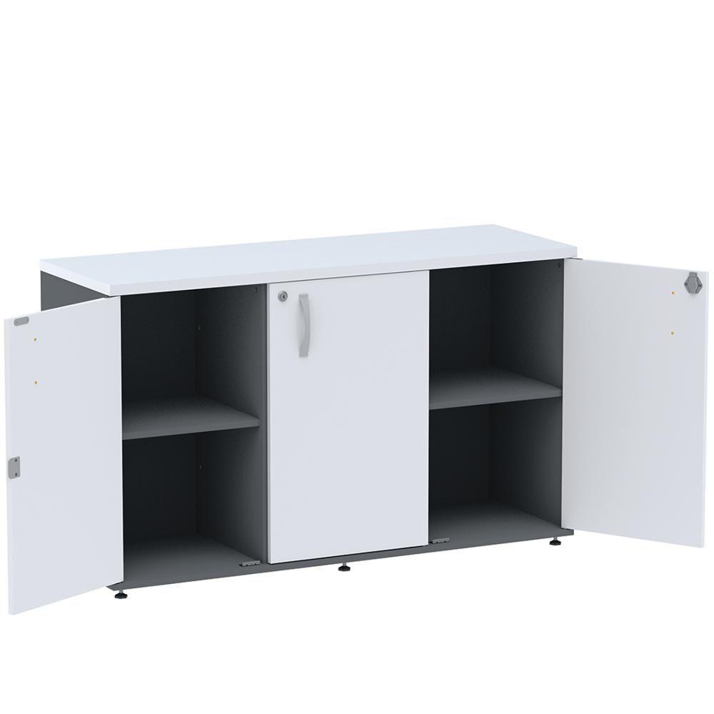 Armário Baixo Credenza Pe25 Pandin 121,50 Cm (Largura) Em Mdp Grafito E Branco Com Três Portas - 3