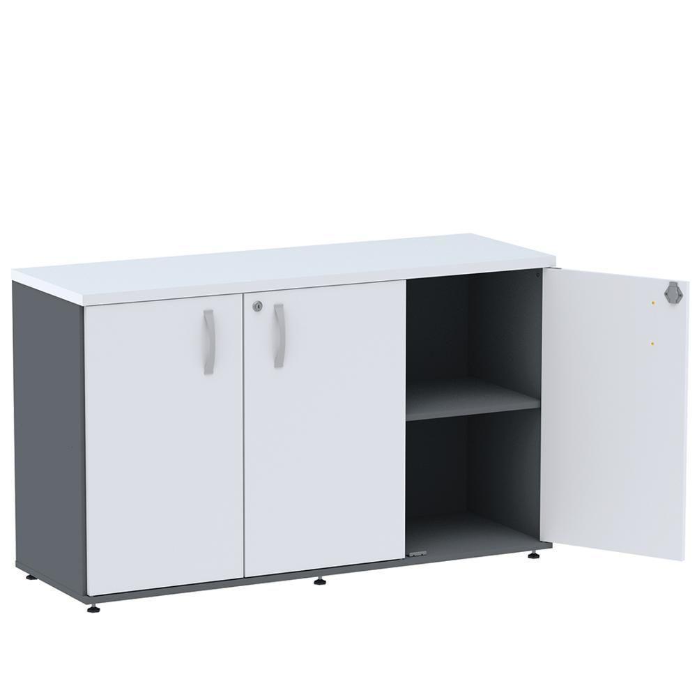 Armário Baixo Credenza Pe25 Pandin 121,50 Cm (Largura) Em Mdp Grafito E Branco Com Três Portas - 4
