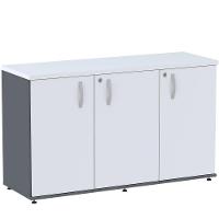 Armário Baixo Credenza Pe25 Pandin 121,50 Cm (Largura) Em Mdp Grafito E Branco Com Três Portas - 1