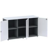 Armário Baixo Credenza Pe25 Pandin 121,50 Cm (Largura) Em Mdp Grafito E Branco Com Três Portas - 2