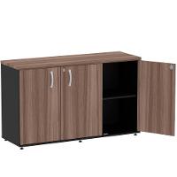 Armário Baixo Credenza Pe25 Pandin 121,50 Cm (Largura) Em Mdp Walnut E Preto Com Três Portas - 5