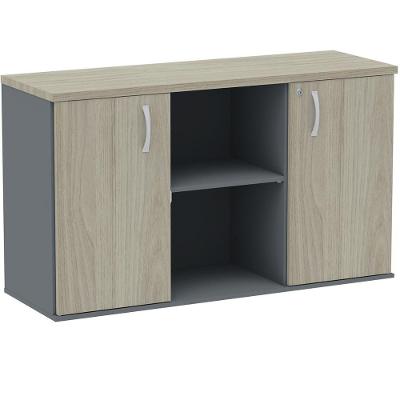 Armário Baixo Credenza Pe25 Pandin 121,50cm Mdp Nogueira Casablanca E Grafito Duas Portas