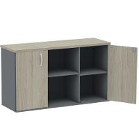 Armário Baixo Credenza Pe25 Pandin 121,50cm Mdp Nogueira Casablanca E Grafito Duas Portas - 4