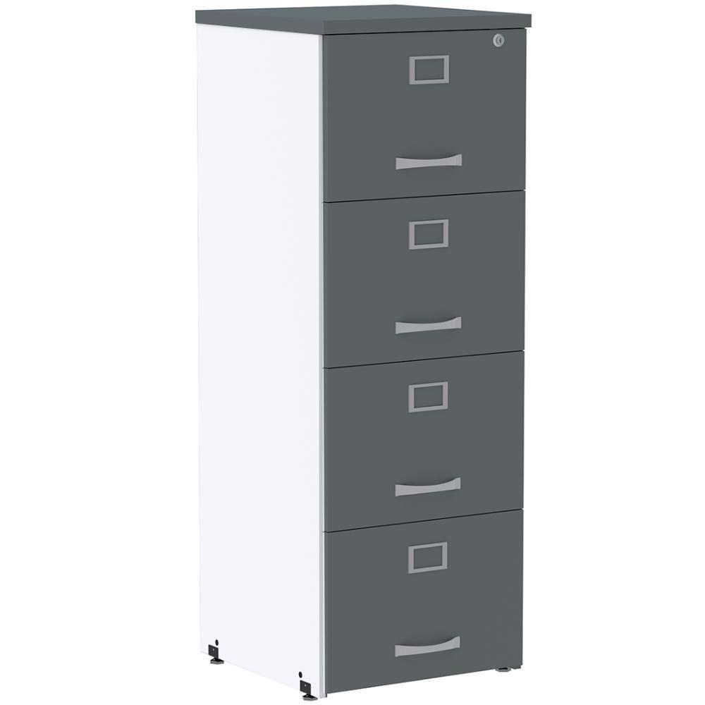 Armário De Arquivo Oficio Pe25 Pandin 45,70 Cm (Largura) Em Mdp Branco E Grafito Com 4 Gavetas - 2