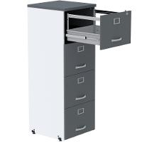 Armário De Arquivo Oficio Pe25 Pandin 45,70 Cm (Largura) Em Mdp Branco E Grafito Com 4 Gavetas - 1