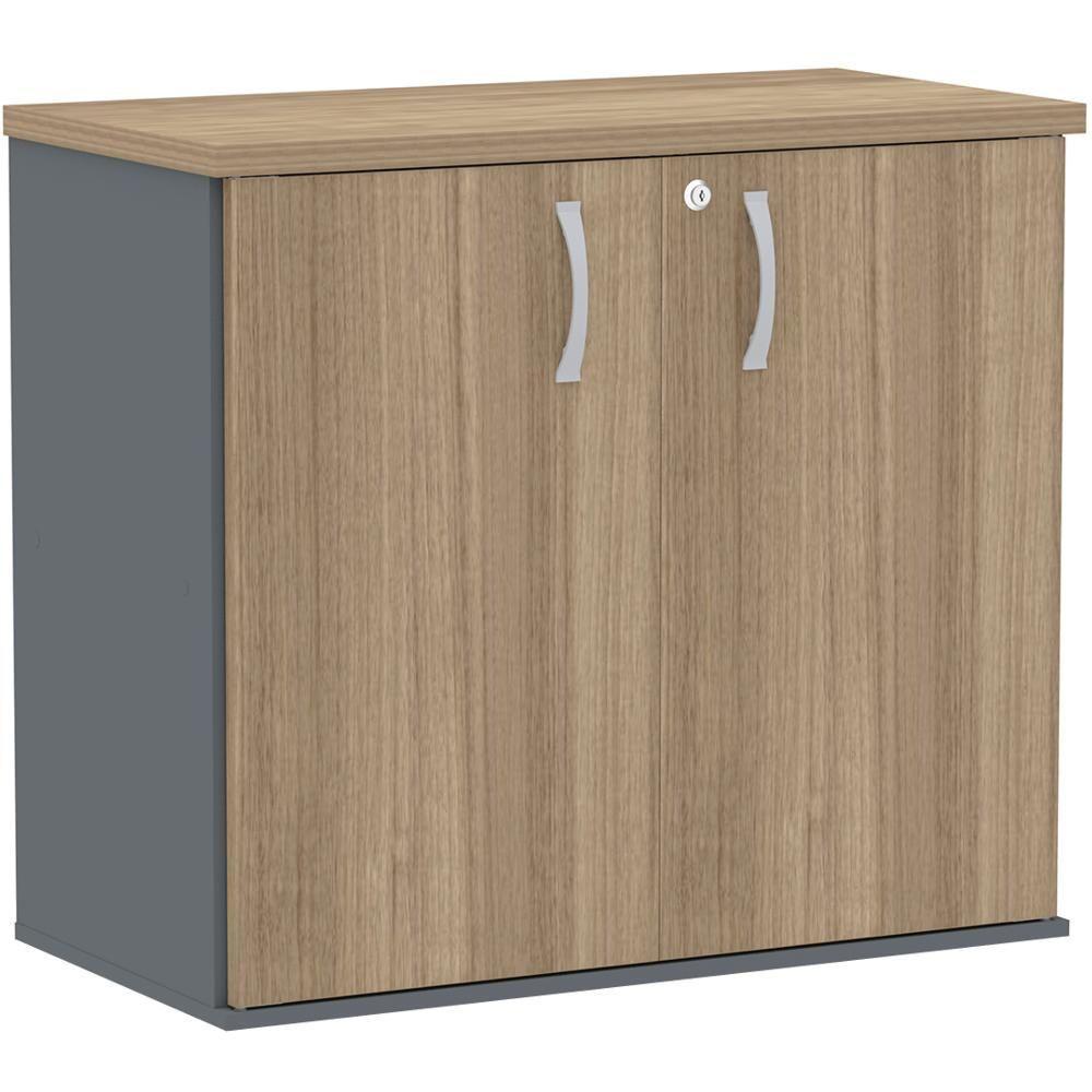 Armário Baixo Pe25 Pandin 80 Cm (Largura) Em Mdp Noce Naturalle E Grafito Com Duas Portas - 1