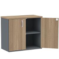 Armário Baixo Pe25 Pandin 80 Cm (Largura) Em Mdp Noce Naturalle E Grafito Com Duas Portas - 2