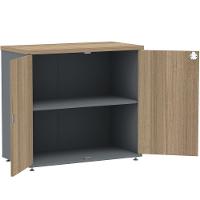 Armário Baixo Pe25 Pandin 80 Cm (Largura) Em Mdp Noce Naturalle E Grafito Com Duas Portas - 5