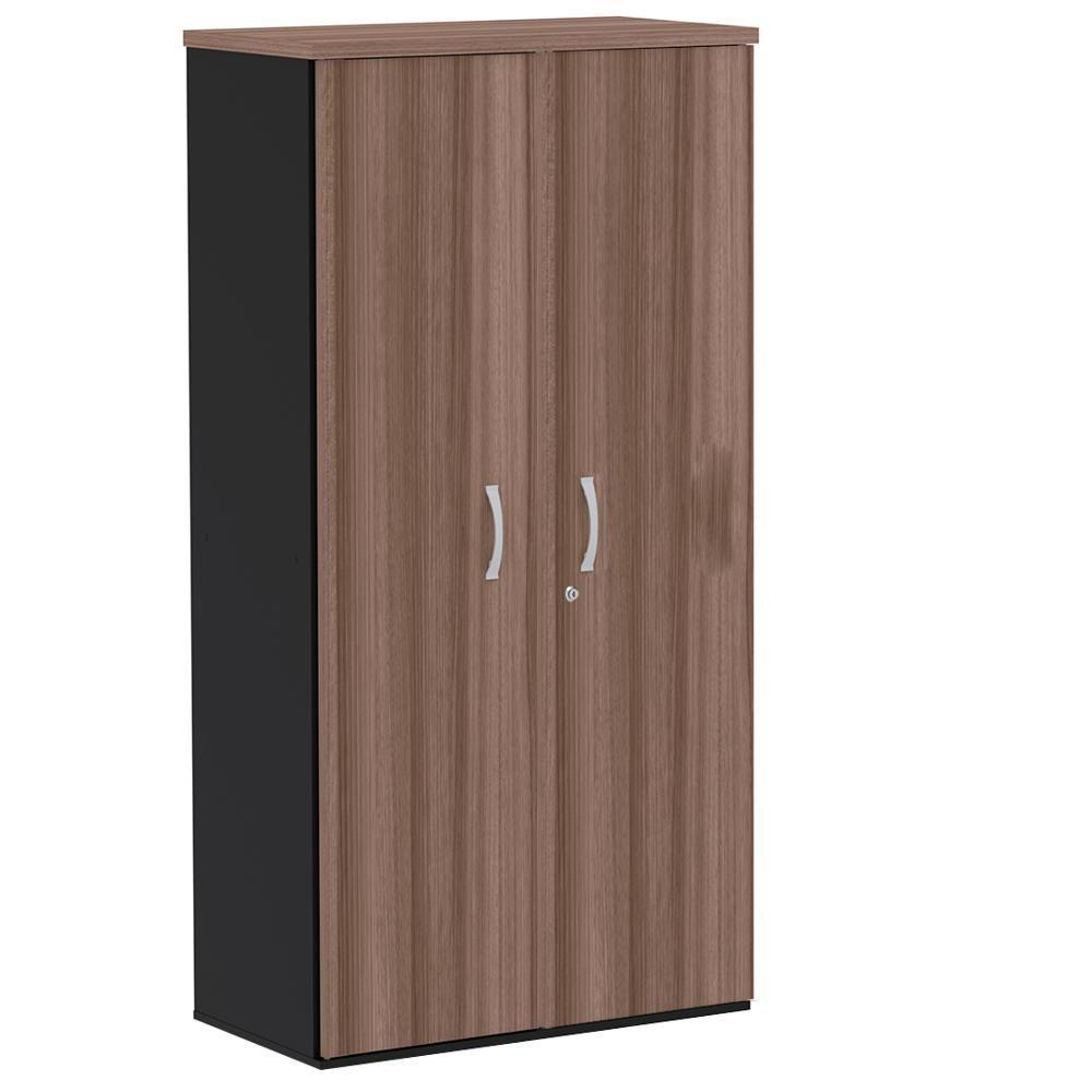 Armário Alto Pe25 Pandin 79,20 Cm (Largura) Em Mdp Walnut E Preto Com Duas Portas - 1