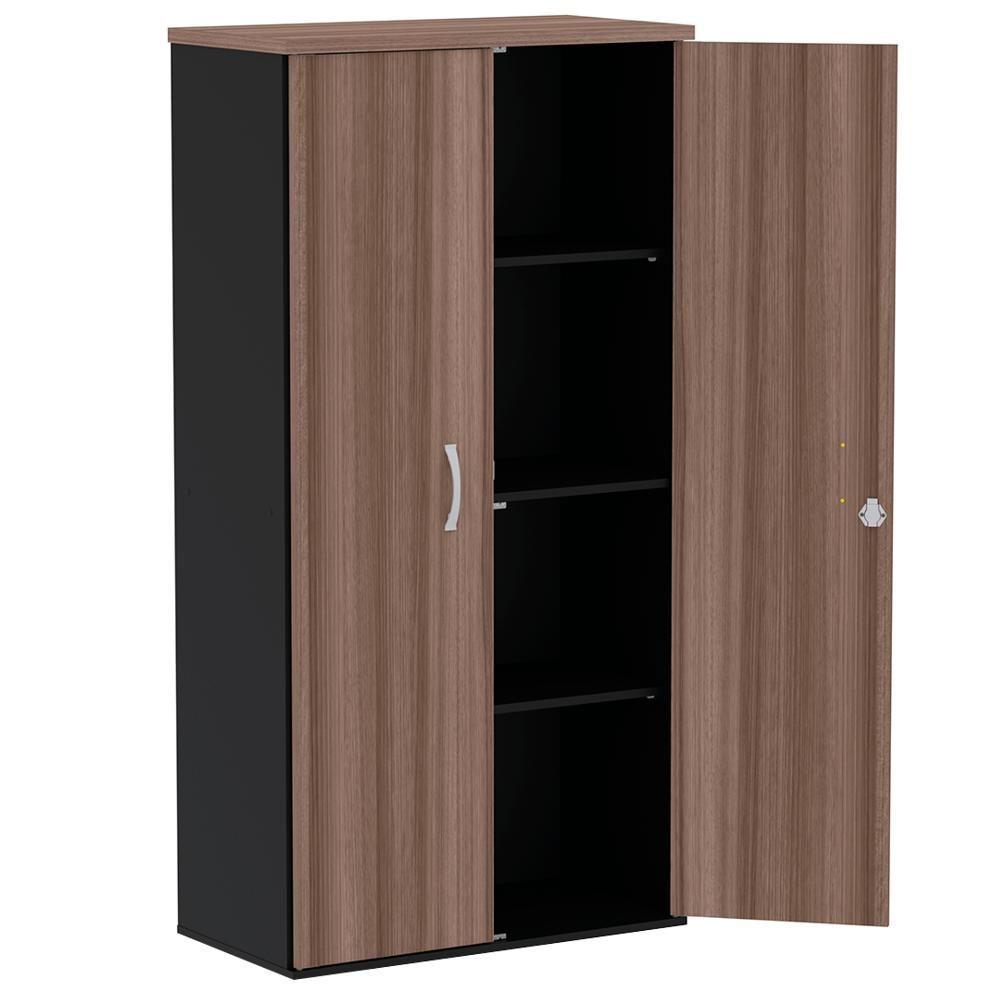 Armário Alto Pe25 Pandin 79,20 Cm (Largura) Em Mdp Walnut E Preto Com Duas Portas - 3