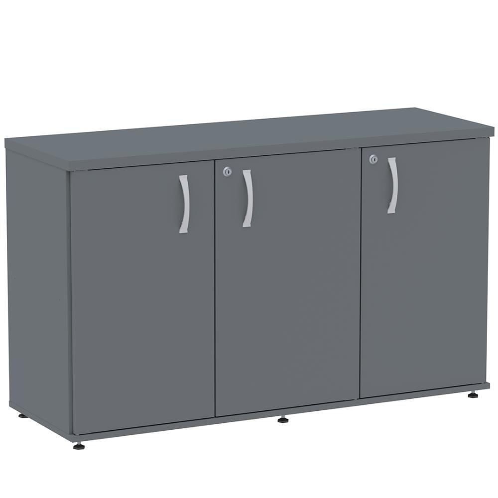 Armário Baixo Credenza Pe25 Pandin 121,50 Cm (Largura) Em Mdp Grafito Com Três Portas - 1