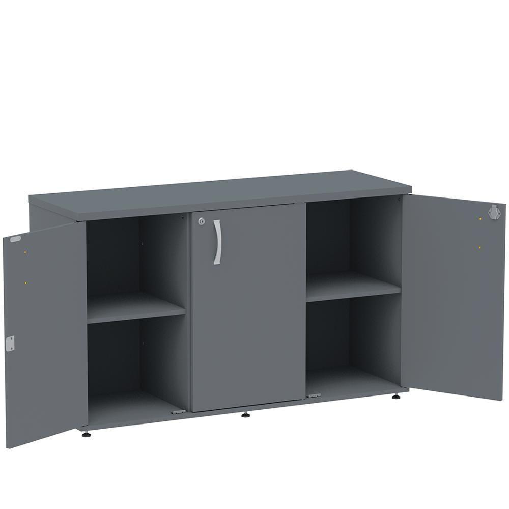 Armário Baixo Credenza Pe25 Pandin 121,50 Cm (Largura) Em Mdp Grafito Com Três Portas - 5