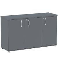 Armário Baixo Credenza Pe25 Pandin 121,50 Cm (Largura) Em Mdp Grafito Com Três Portas - 1