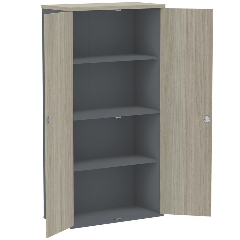 Armário Alto Pe25 Pandin 79,20 Cm (Largura) Em Mdp Nogueira Casablanca E Grafito Com Duas Portas - 2