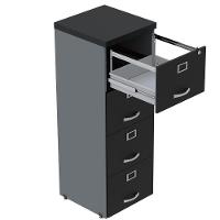 Armário De Arquivo Oficio Pe25 Pandin 45,70 Cm (Largura) Em Mdp Grafito E Preto Com 4 Gavetas - 4