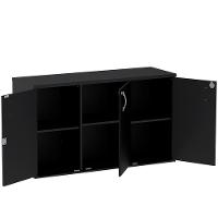 Armário Baixo Credenza Pe25 Pandin 121,50 Cm (Largura) Em Mdp Liso Preto Com Três Portas - 3