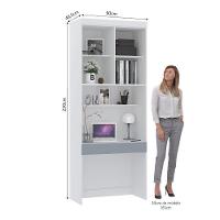 Bancada De Estudos Modulada 90cm 1 Porta Alpes Luciane Móveis Branco Pf Com Grey Sky Pf - 5