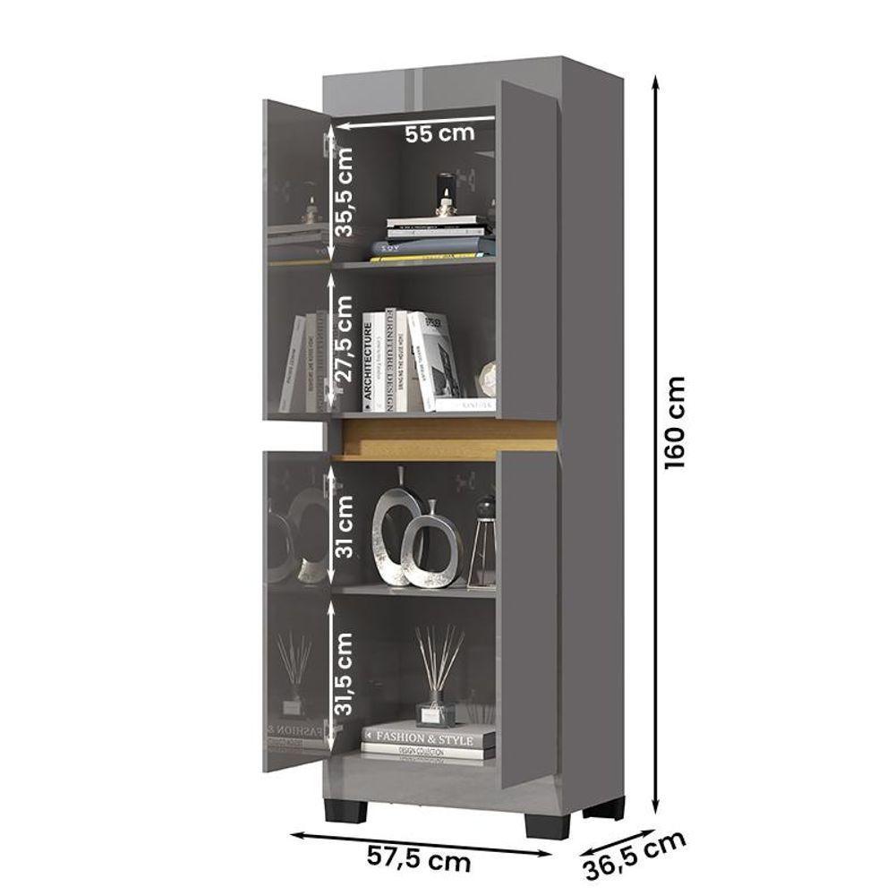 Organizador Escritorio Armario Barão 4 Portas Onix/mel Onix/mel - 2