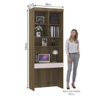 Bancada De Estudos Modulada 90cm 1 Porta E 1 Gaveta Paris Luciane Móveis Avelã Pf Com Rosa Pf - 6