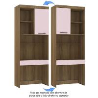 Bancada De Estudos Modulada 90cm 1 Porta E 1 Gaveta Paris Luciane Móveis Avelã Pf Com Rosa Pf - 9