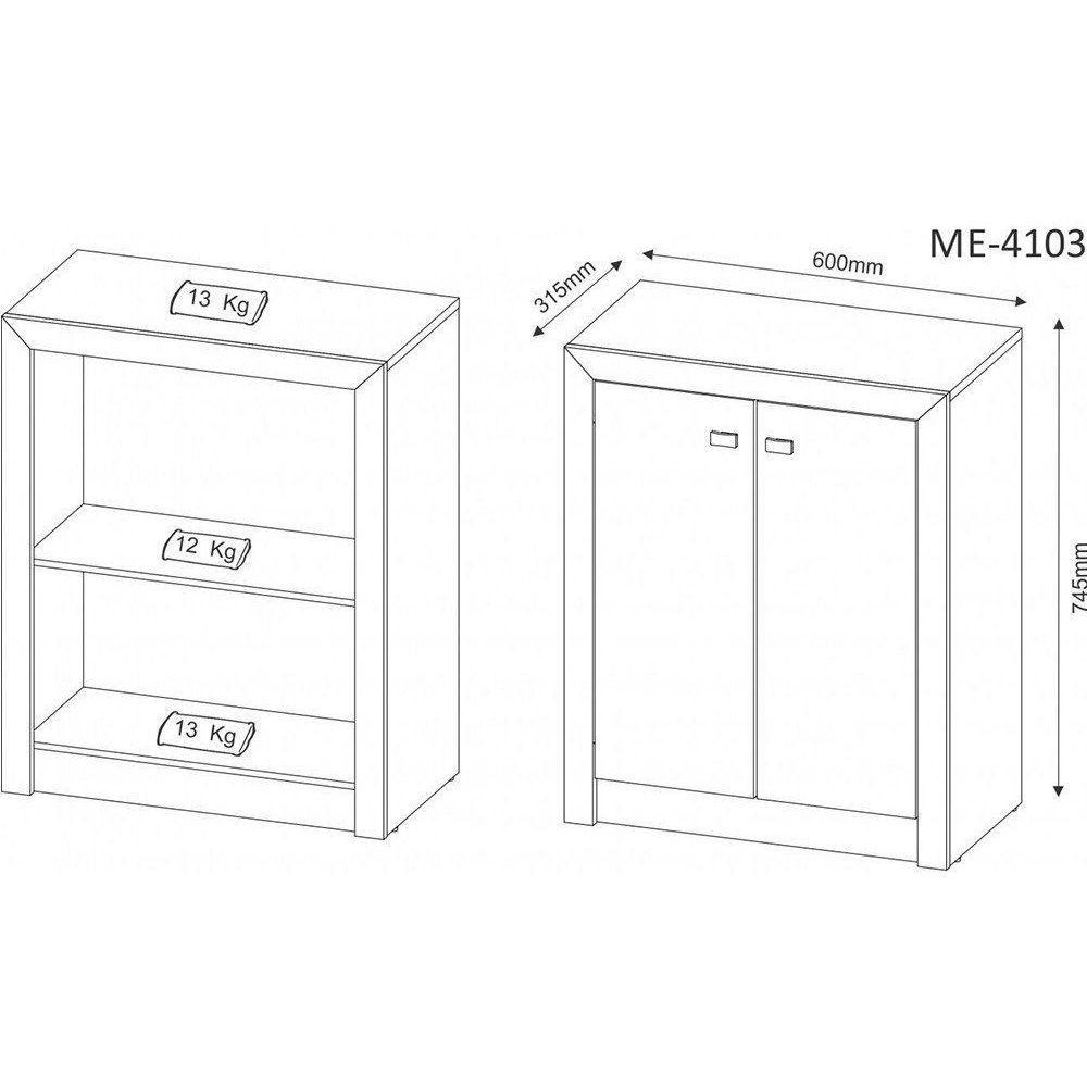 Armário Baixo para Escritório 02 Portas Branco Tecno Mobili - 3