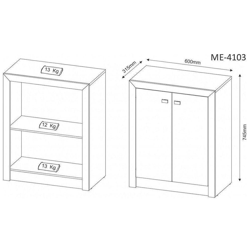 Armário Baixo para Escritório 02 Portas Branco Tecno Mobili - 4