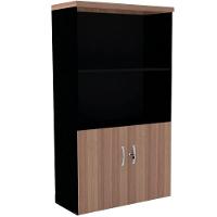 Armário Misto Pe40 Pandin 80 Cm Em Mdp Noce Naturalle E Preto Duas Portas E Prateleira Superior - 1