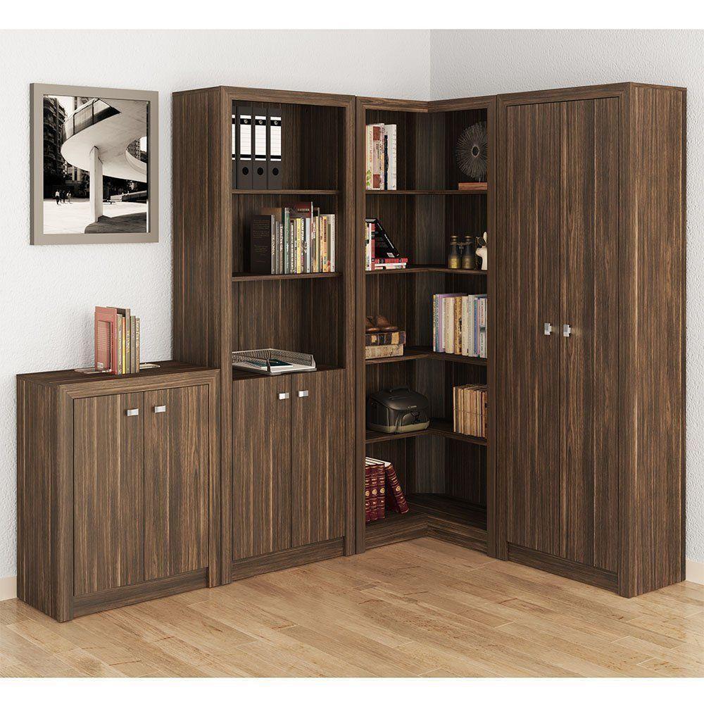 Jogo de Armário para Escritório 4 Peças Nogal Tecno Mobili - 1