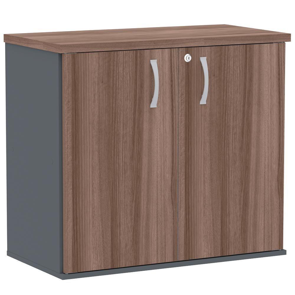Armário Baixo Pe25 Pandin 80 Cm (Largura) Em Mdp Walnut E Grafito Com Duas Portas - 1
