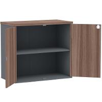 Armário Baixo Pe25 Pandin 80 Cm (Largura) Em Mdp Walnut E Grafito Com Duas Portas - 3
