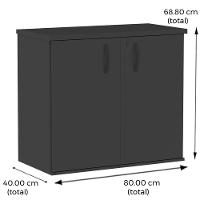 Armário Baixo Pe25 Pandin 80 Cm (Largura) Em Mdp Walnut E Grafito Com Duas Portas - 4