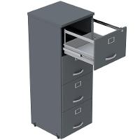 Armário De Arquivo Oficio Pe25 Pandin 45,70 Cm (Largura) Em Mdp Liso Grafito Com 4 Gavetas - 4