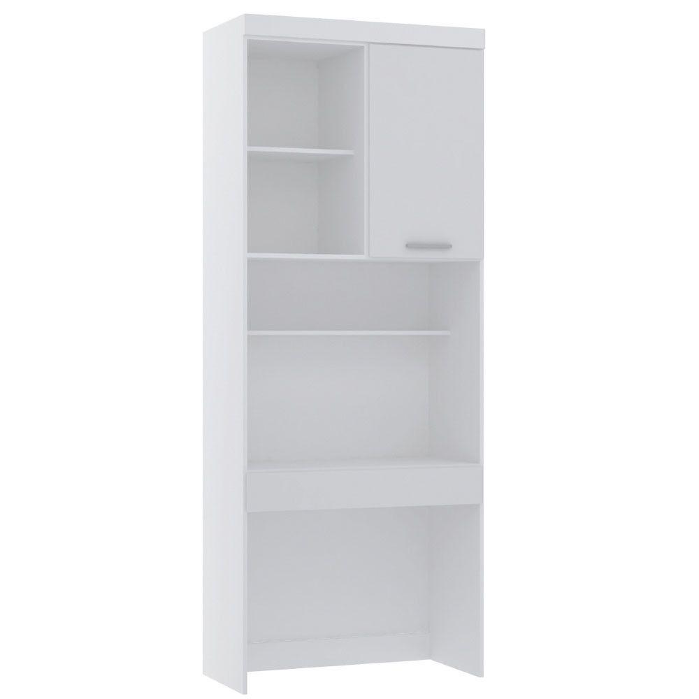 Bancada De Estudos Modulada 90cm 1 Porta Alpes Luciane Móveis Branco Pf Com Branco Pf - 1
