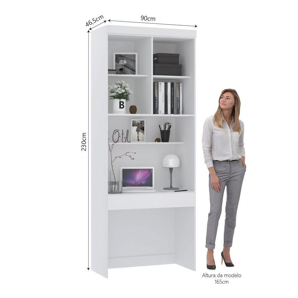 Bancada De Estudos Modulada 90cm 1 Porta Alpes Luciane Móveis Branco Pf Com Branco Pf - 5