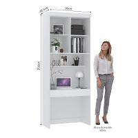 Bancada De Estudos Modulada 90cm 1 Porta Alpes Luciane Móveis Branco Pf Com Branco Pf - 8