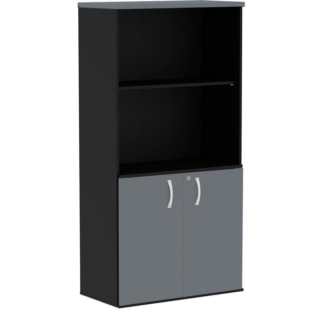 Armário Misto Pe25 Pandin 79,20 Cm Em Mdp Preto E Grafito Com Duas Portas E Prateleira Superior - 1