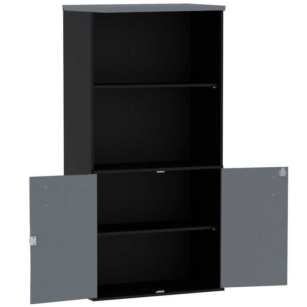 Armário Misto Pe25 Pandin 79,20 Cm Em Mdp Preto E Grafito Com Duas Portas E Prateleira Superior - 4